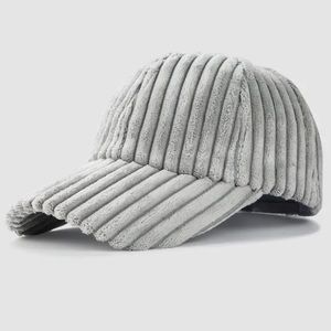 Light Gray Wide Velvety Corduroy Baseball Cap / 3 Color Choices